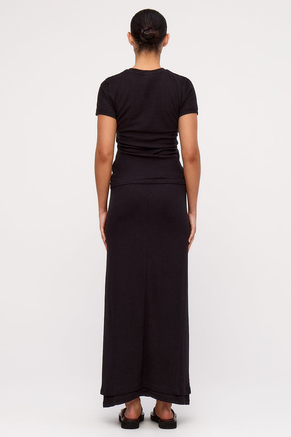 Rib Hemp Jersey Skirt - Black