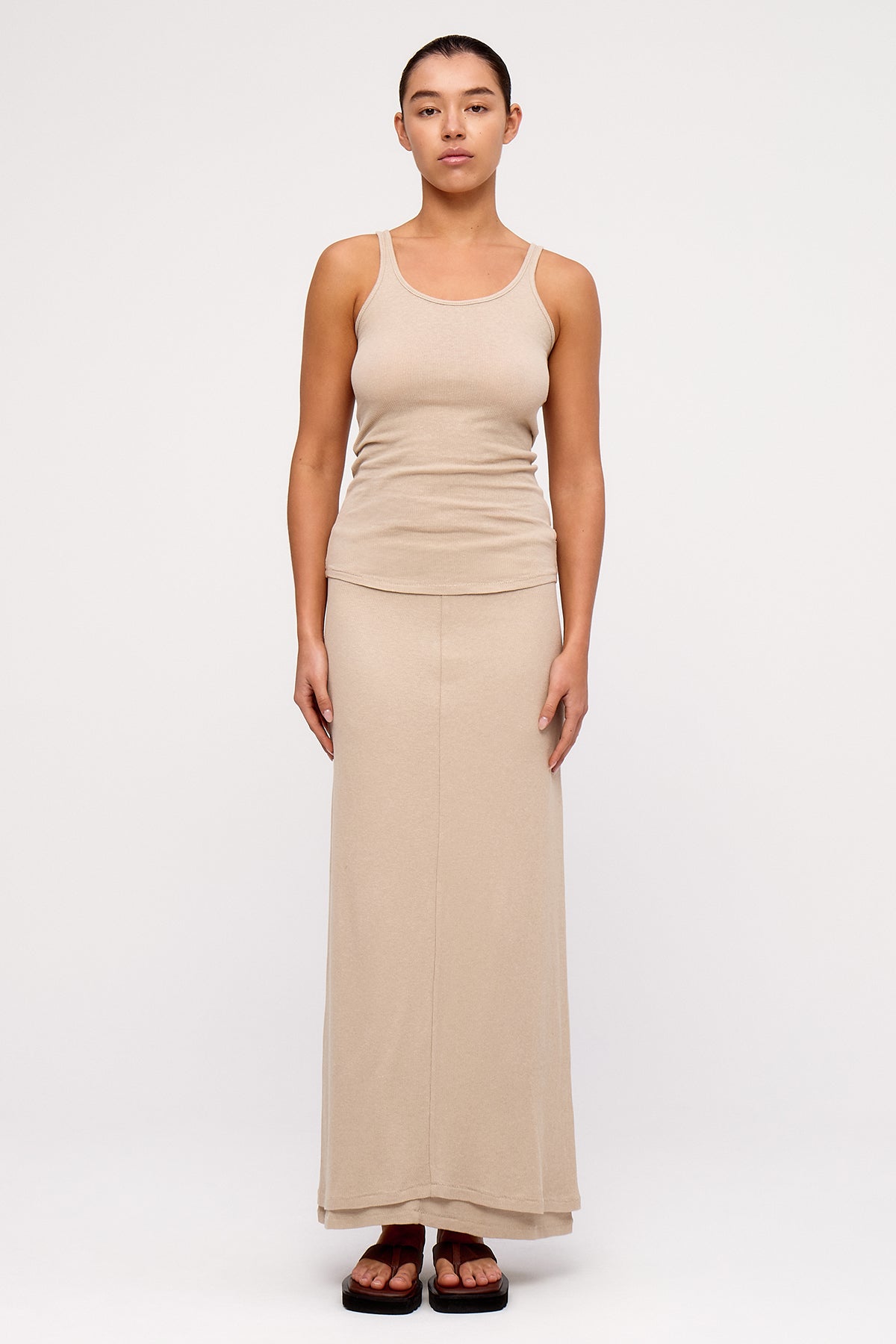 Rib Hemp Jersey Skirt - Husk
