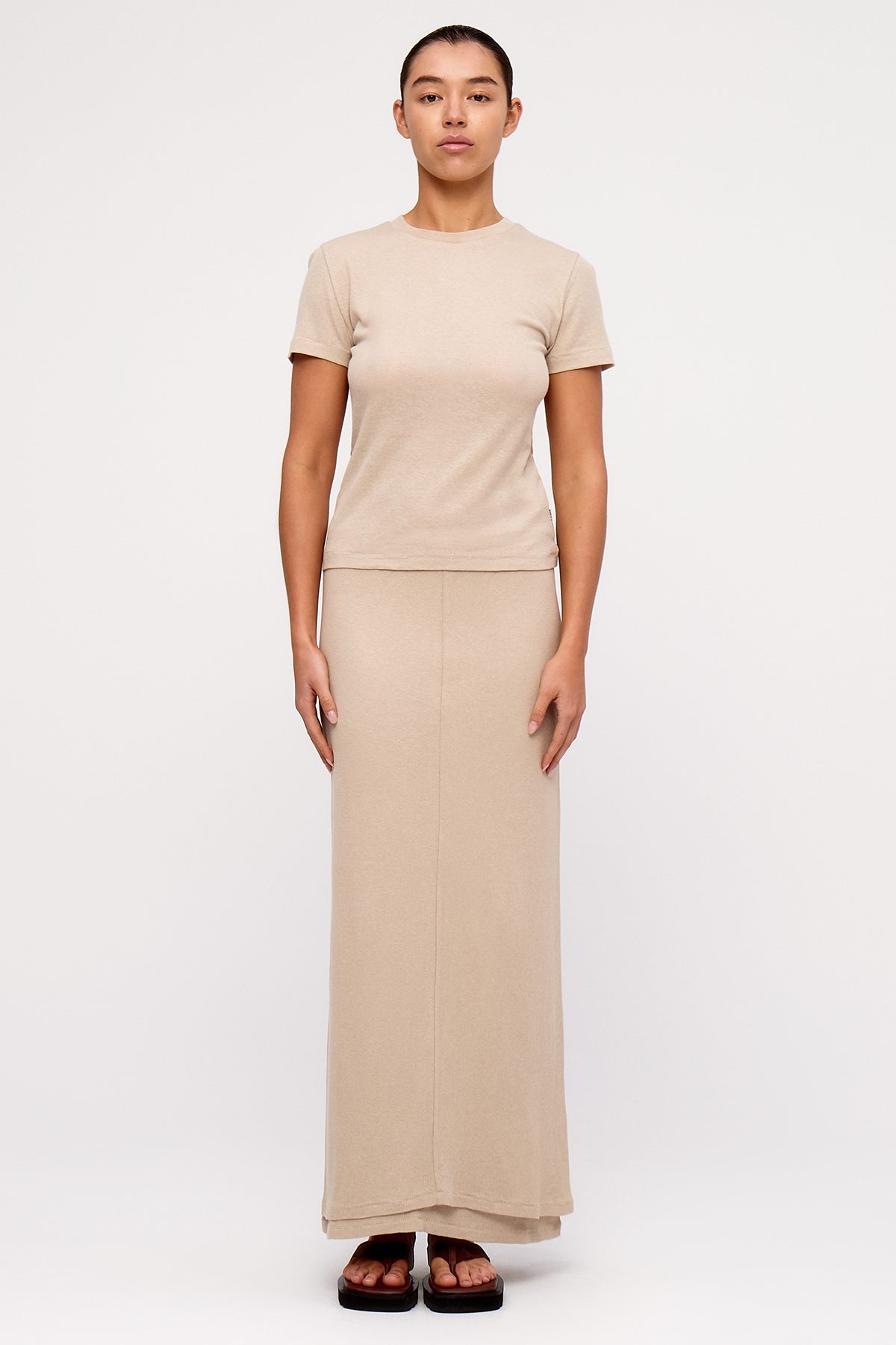 Rib Hemp Jersey Skirt - Husk