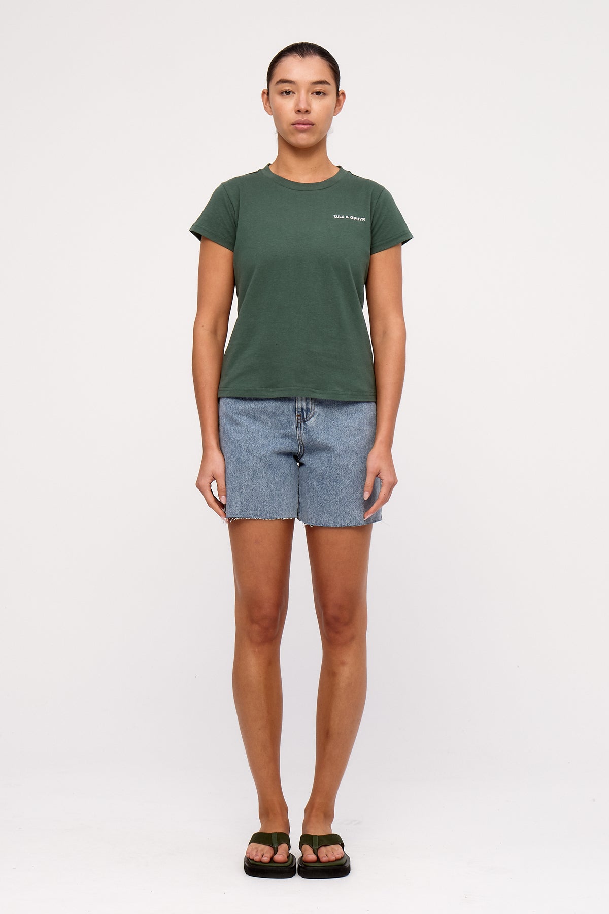 Zulu & Zephyr Logo Slim Tee - Tallow Green