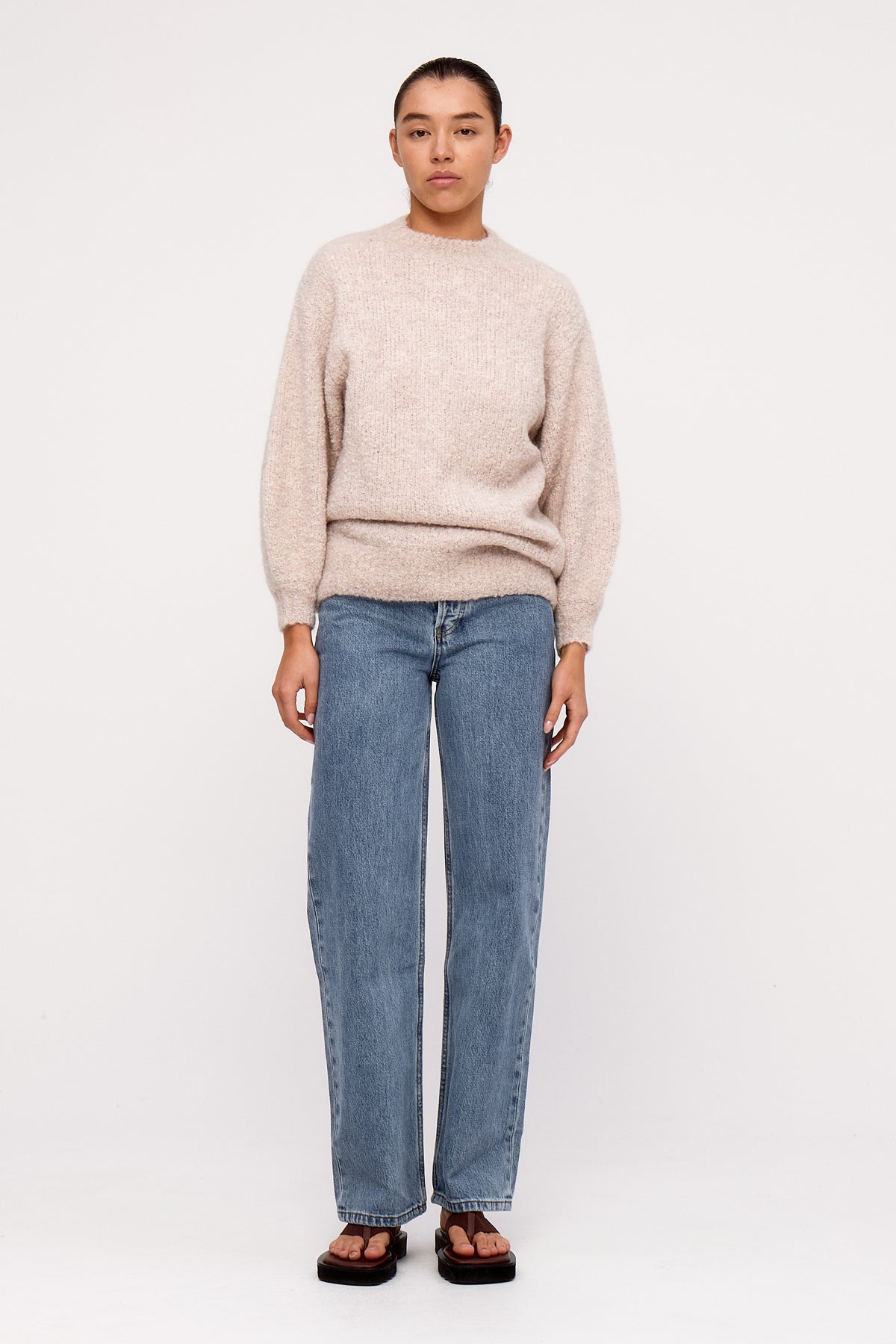 Stone Boucle Knit Wool Blend Jumper