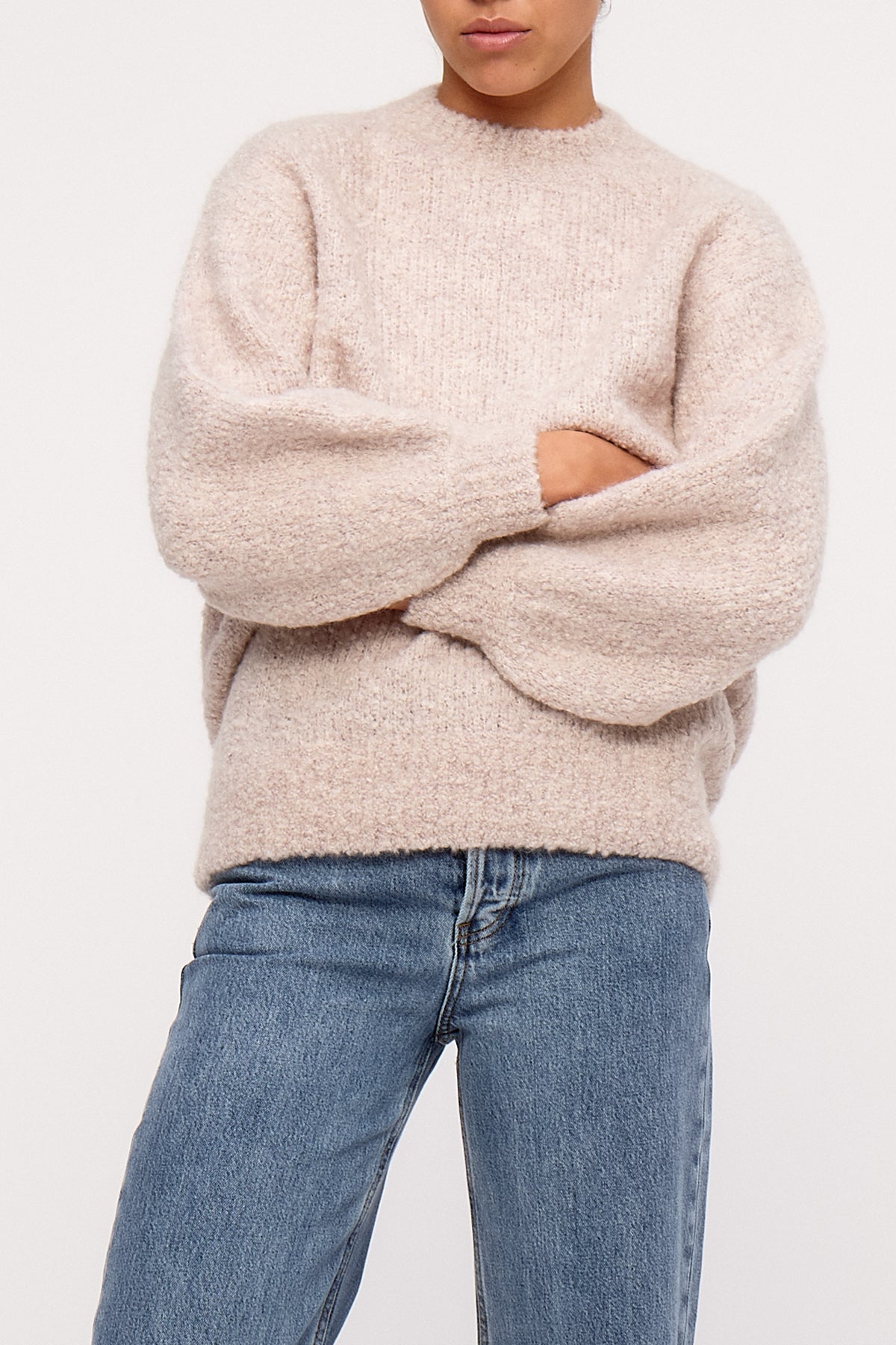 Stone Boucle Knit Wool Blend Jumper