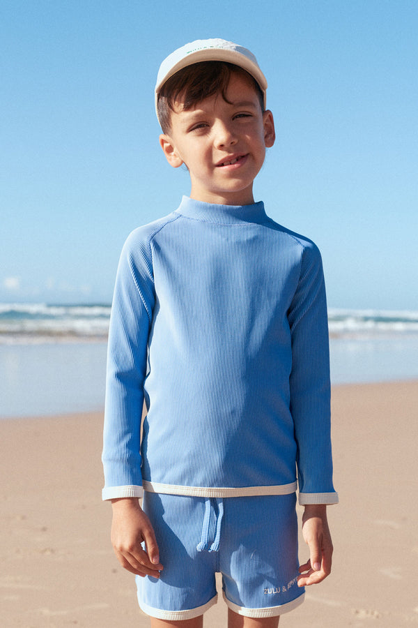 Mini Stripe Rib Surf Short - Sky