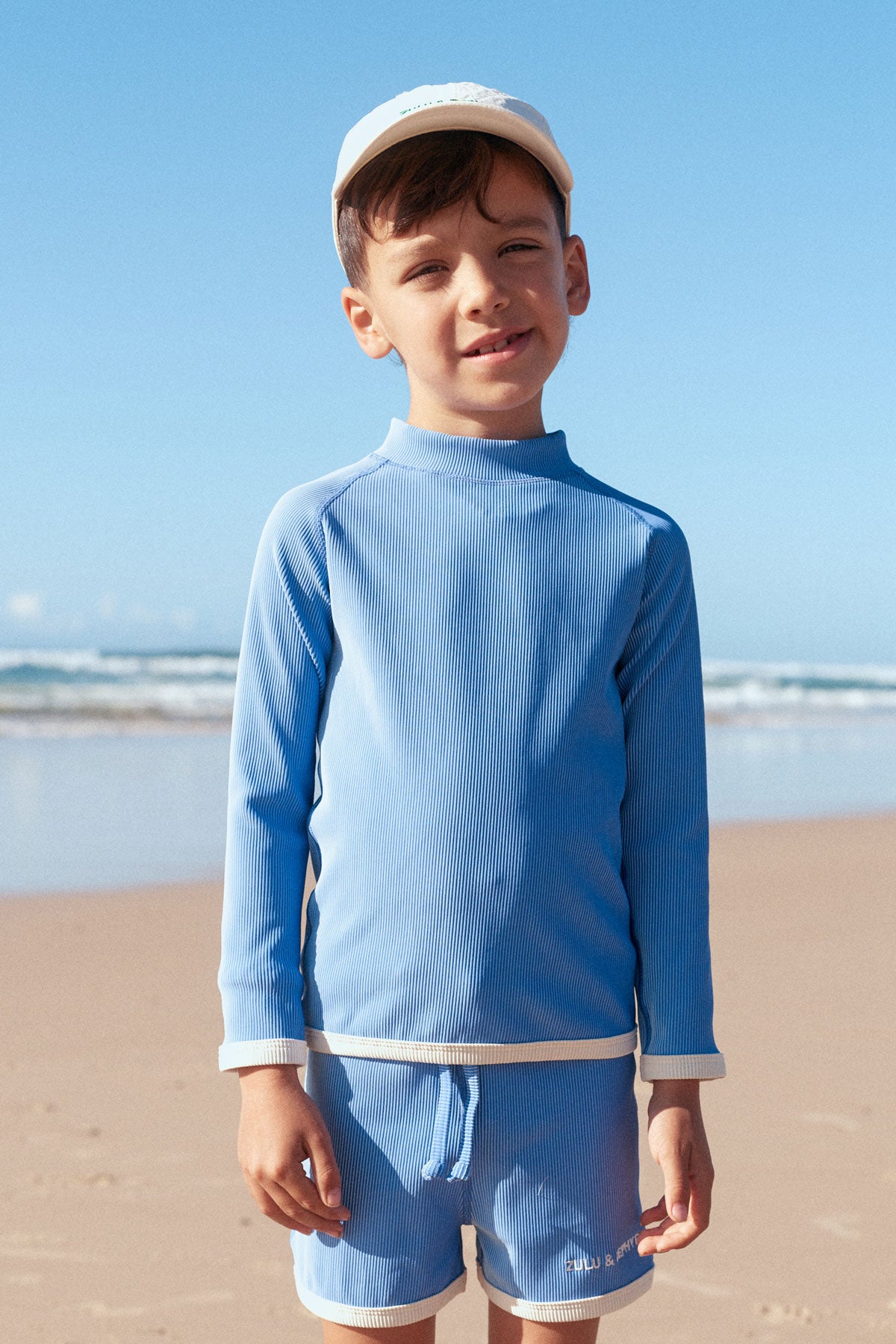 Mini Stripe Rib Rashie - Sky