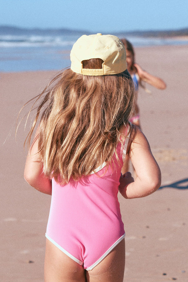 Mini Stripe Rib Scoop One Piece - Shell Pink