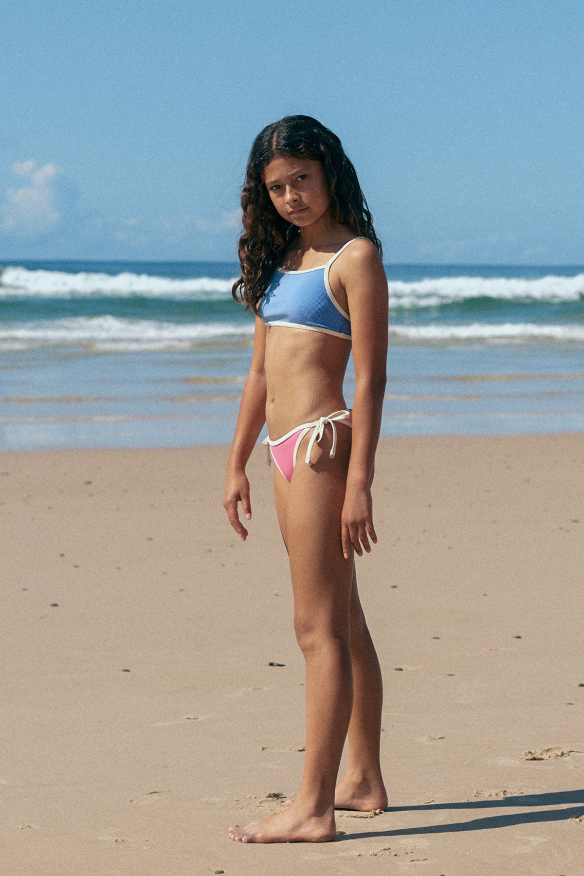 Stripe Rib Tie Side Brief - Shell Pink