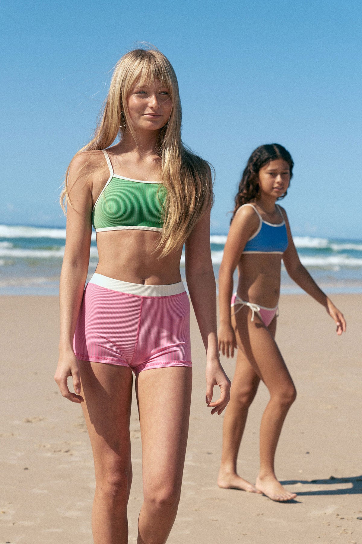 Stripe Rib Adjustable Bralette - Parrot Green