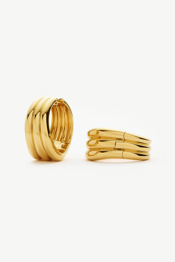 Savi Triple Ridge Large Hoop Earrings - Gold