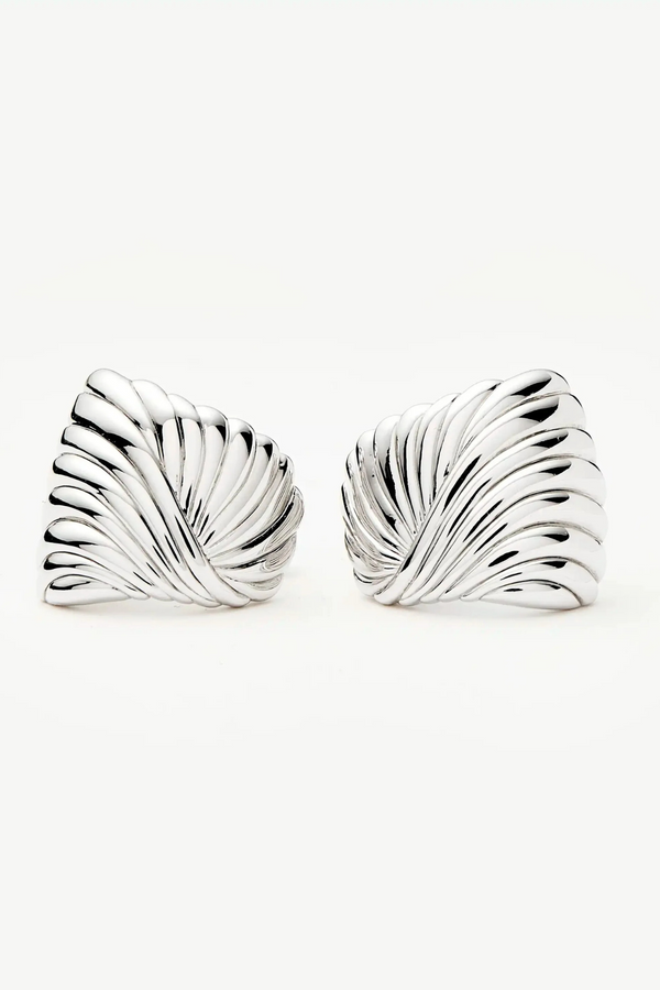 Ripple Oversized Stud Earrings - Silver