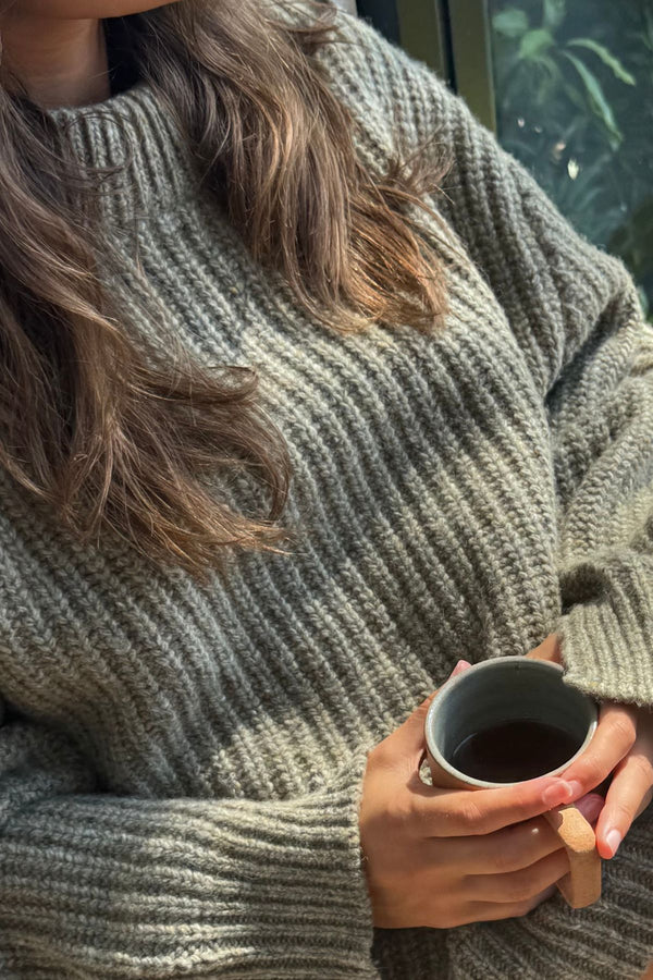 Olive Merino Wool Blend Knit Jumper
