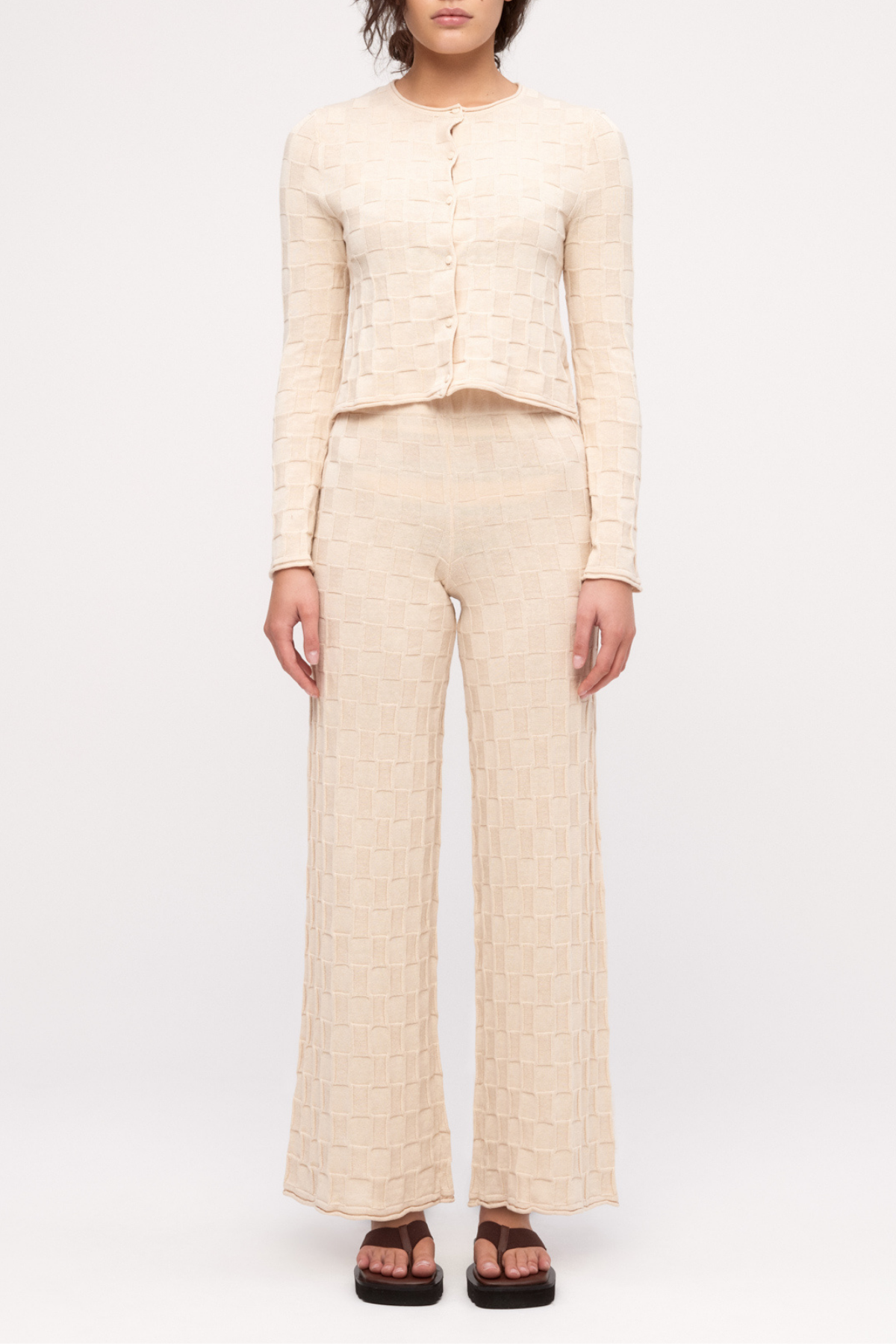 Basketweave Knit Pant - Natural