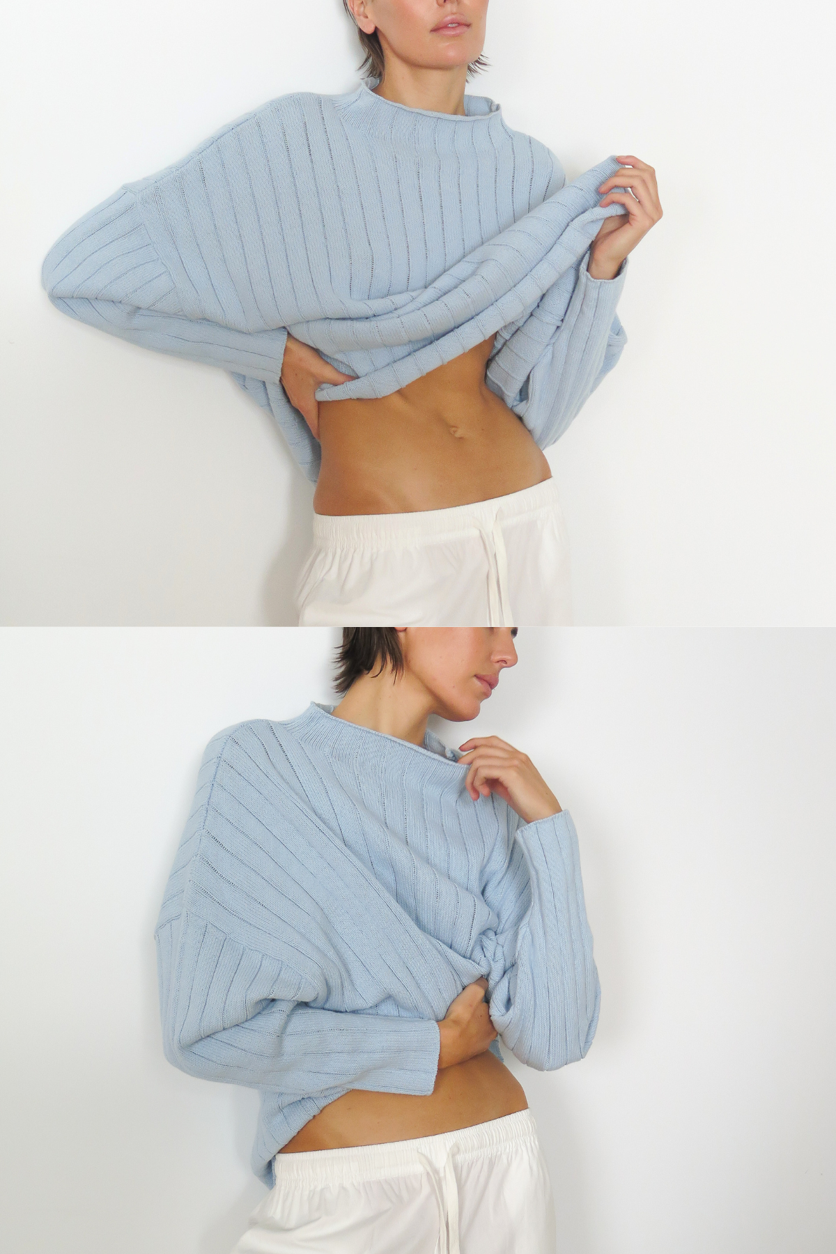 Rib Knit Jumper - Light Blue