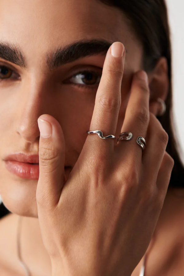 Molten Wave Stacking Ring - Silver