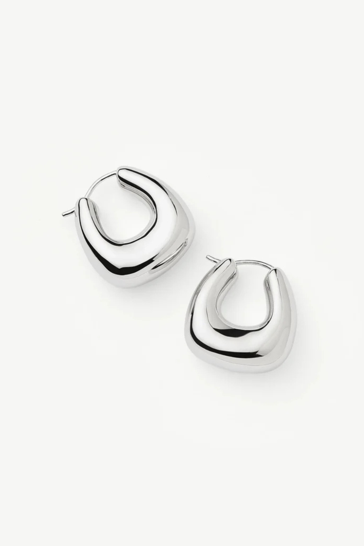 Sculptural Chubby Small Hoop Earrings - Silver