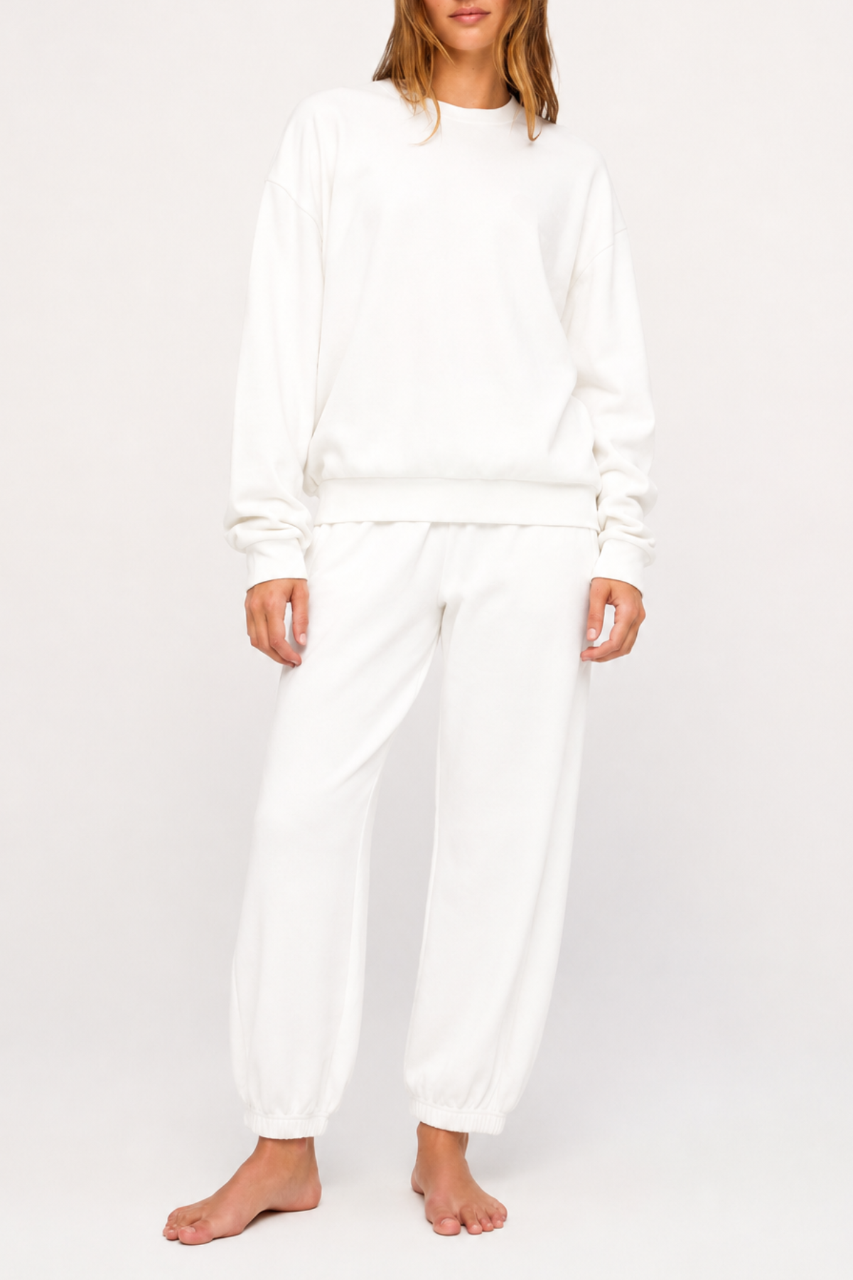 Waffle Textured Sport Sweat Shirt - White