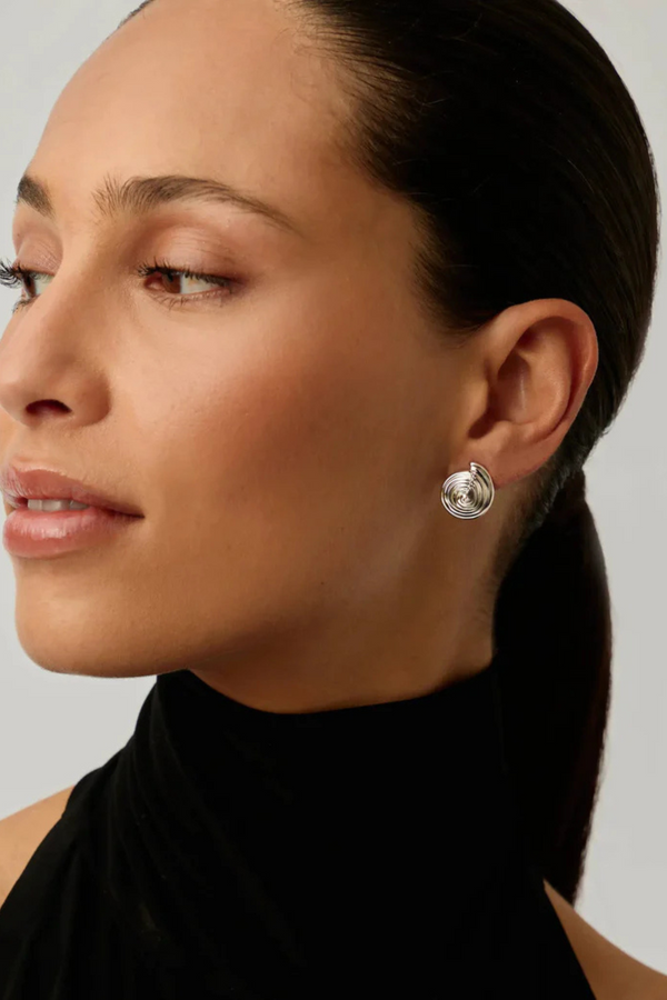 Spiral Small Stud Earrings - Silver