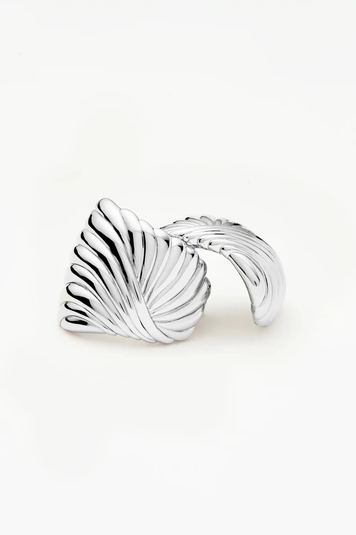 Ripple Oversized Stud Earrings - Silver
