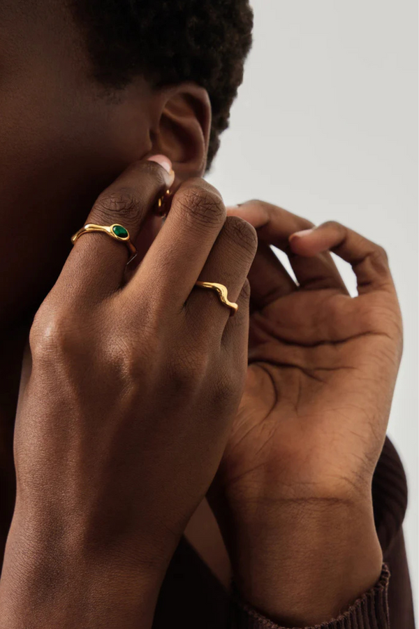 Molten Wave Stacking Ring - Gold
