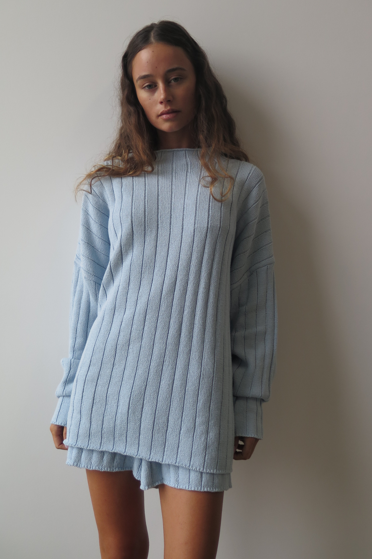 Rib Knit Jumper - Light Blue