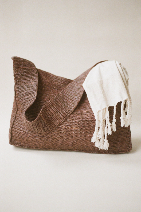 Raffia Tote Bag - Walnut