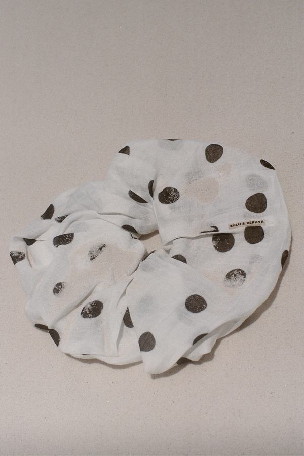 Large Ramie Scrunchie - Black Spot