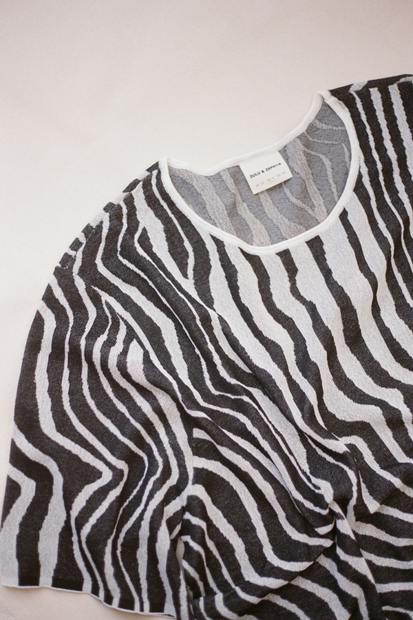 Ripple Stripe Cotton Blend Knit Top
