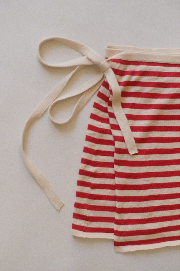 Wrap Knit Skirt - Red Stripe
