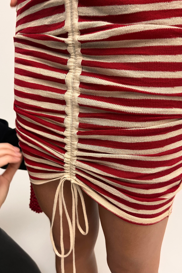 Halter Knit Dress - Red Stripe