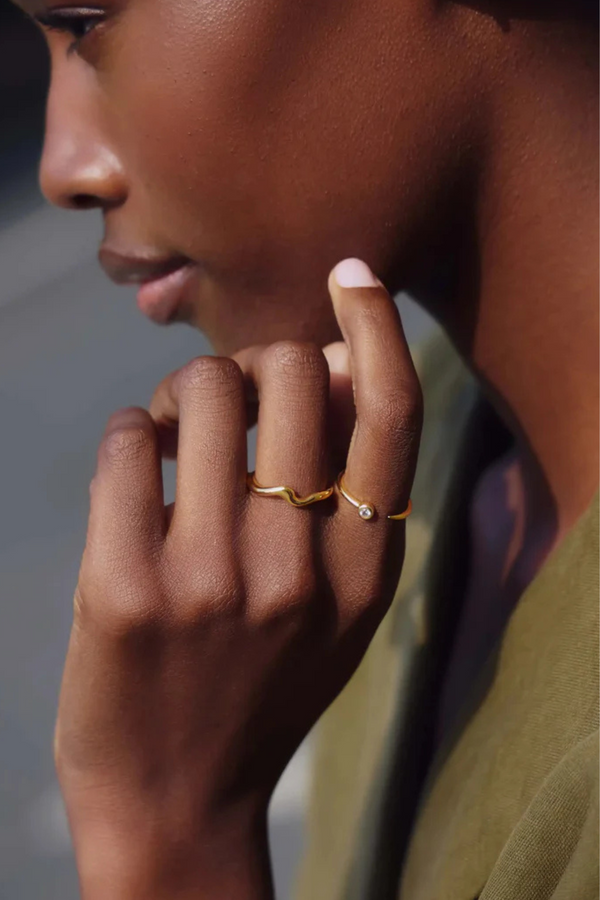 Molten Wave Stacking Ring - Gold