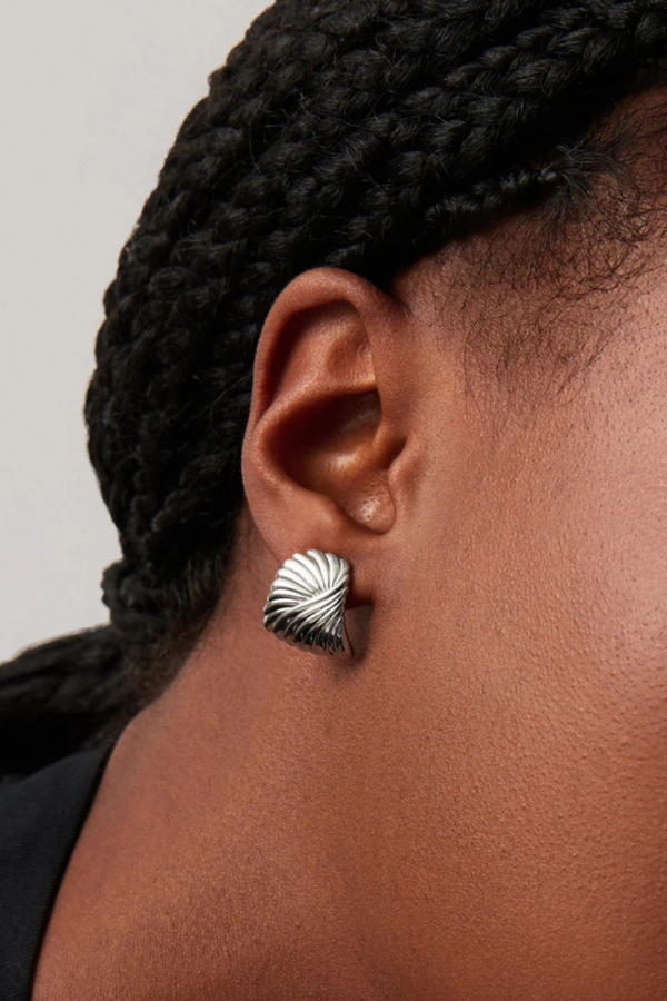 Ripple Stud Earrings - Silver