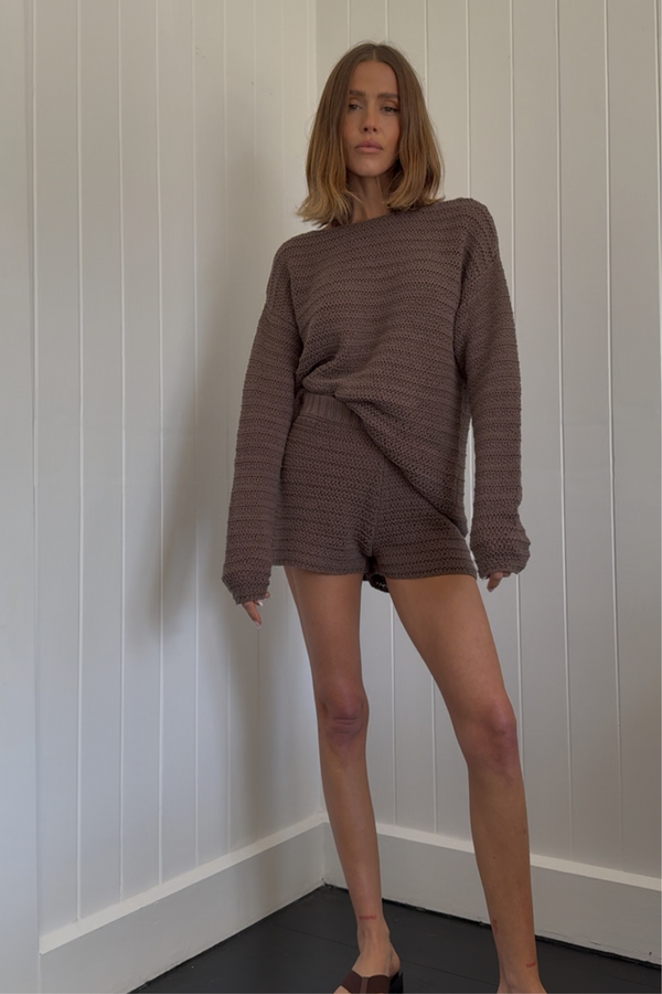 Carob Lattice Knit Short