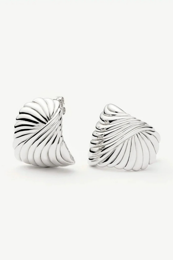 Ripple Oversized Stud Earrings - Silver