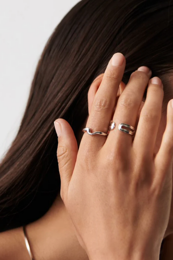 Molten Wave Stacking Ring - Silver