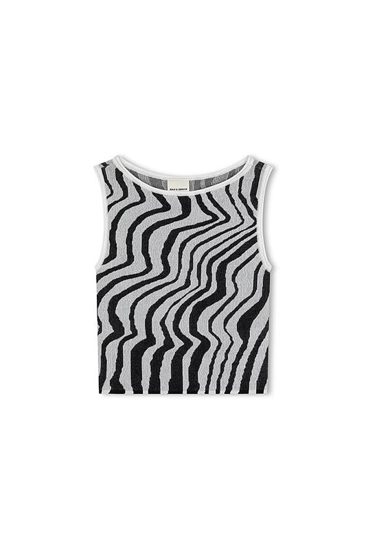 Ripple Stripe Cotton Blend Knit Crop Top