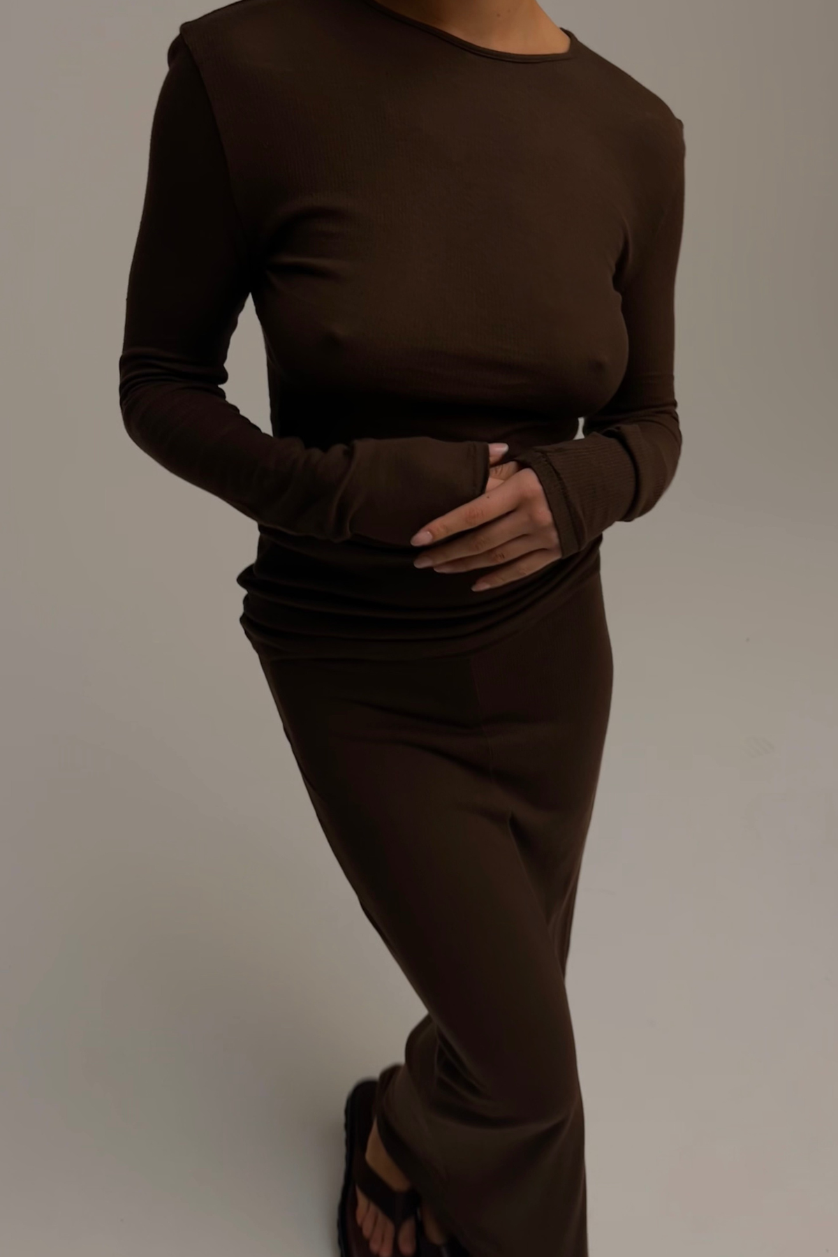 Rib Hemp Jersey Skirt - Chocolate