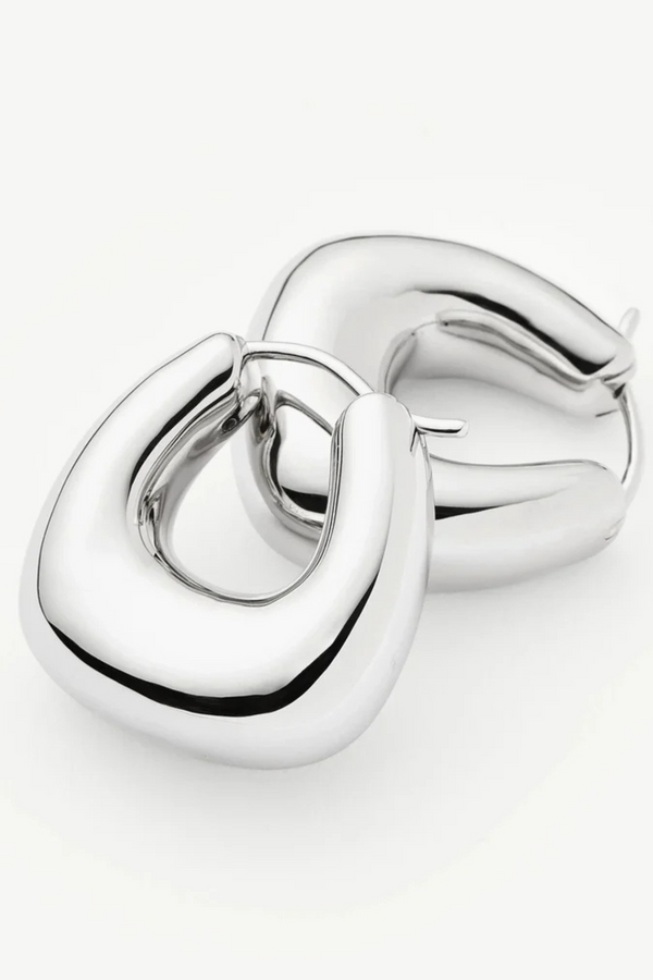 Sculptural Chubby Small Hoop Earrings - Silver