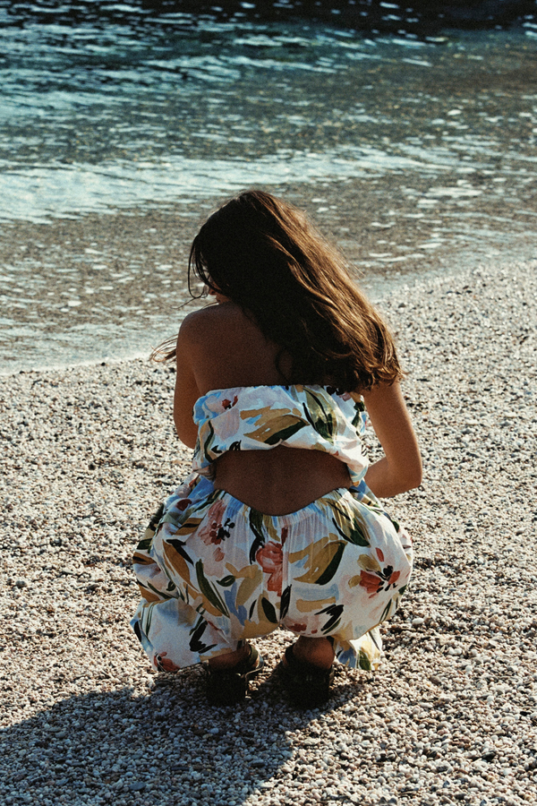 Summer Floral Cotton Halter Top