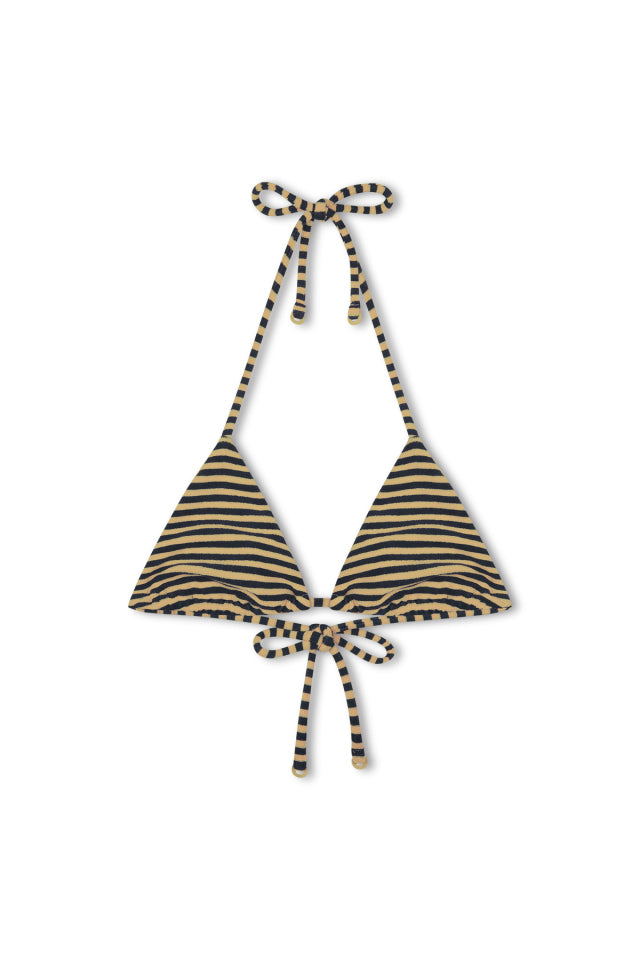 Towelling Tie Triangle Top - Black Stripe