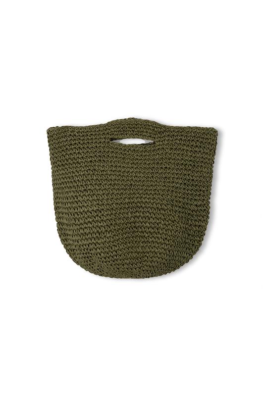 Round Straw Bag - Olive