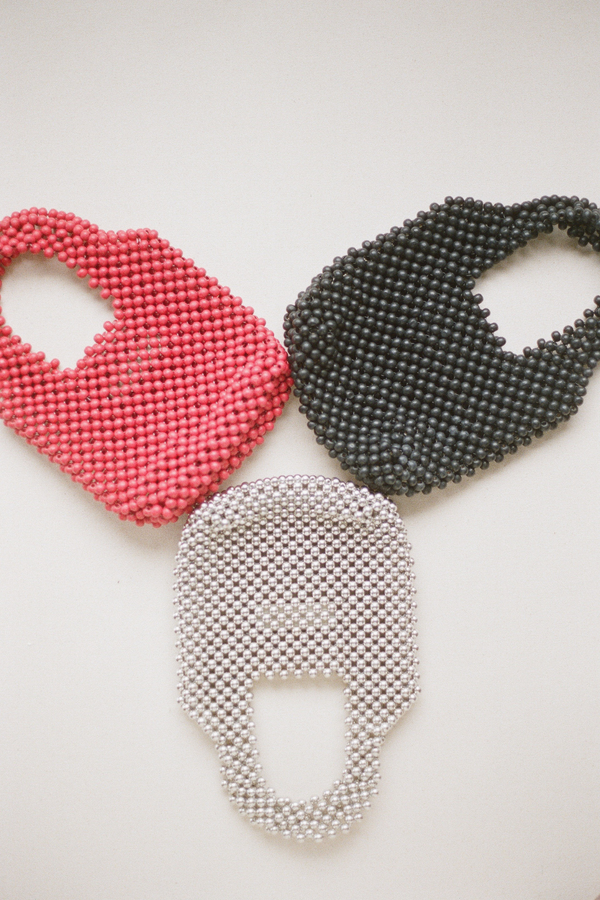 Mini Beaded Bucket Bag - Silver