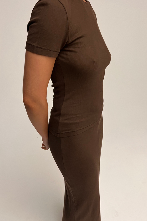 Rib Hemp Jersey T-Shirt - Chocolate
