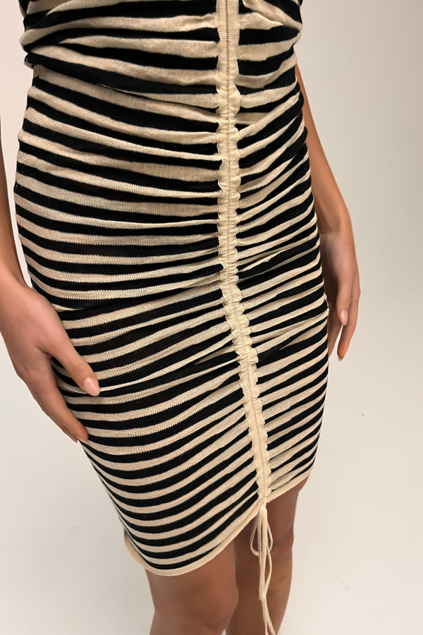 Halter Knit Dress - Black Stripe