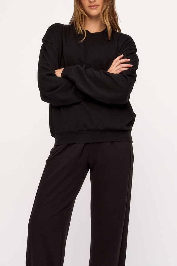 Textured Sport Sweat Shirt - Black Waffle
