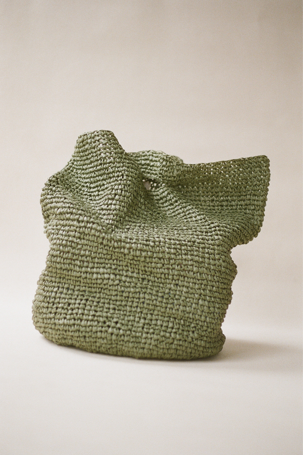 Round Straw Bag - Olive