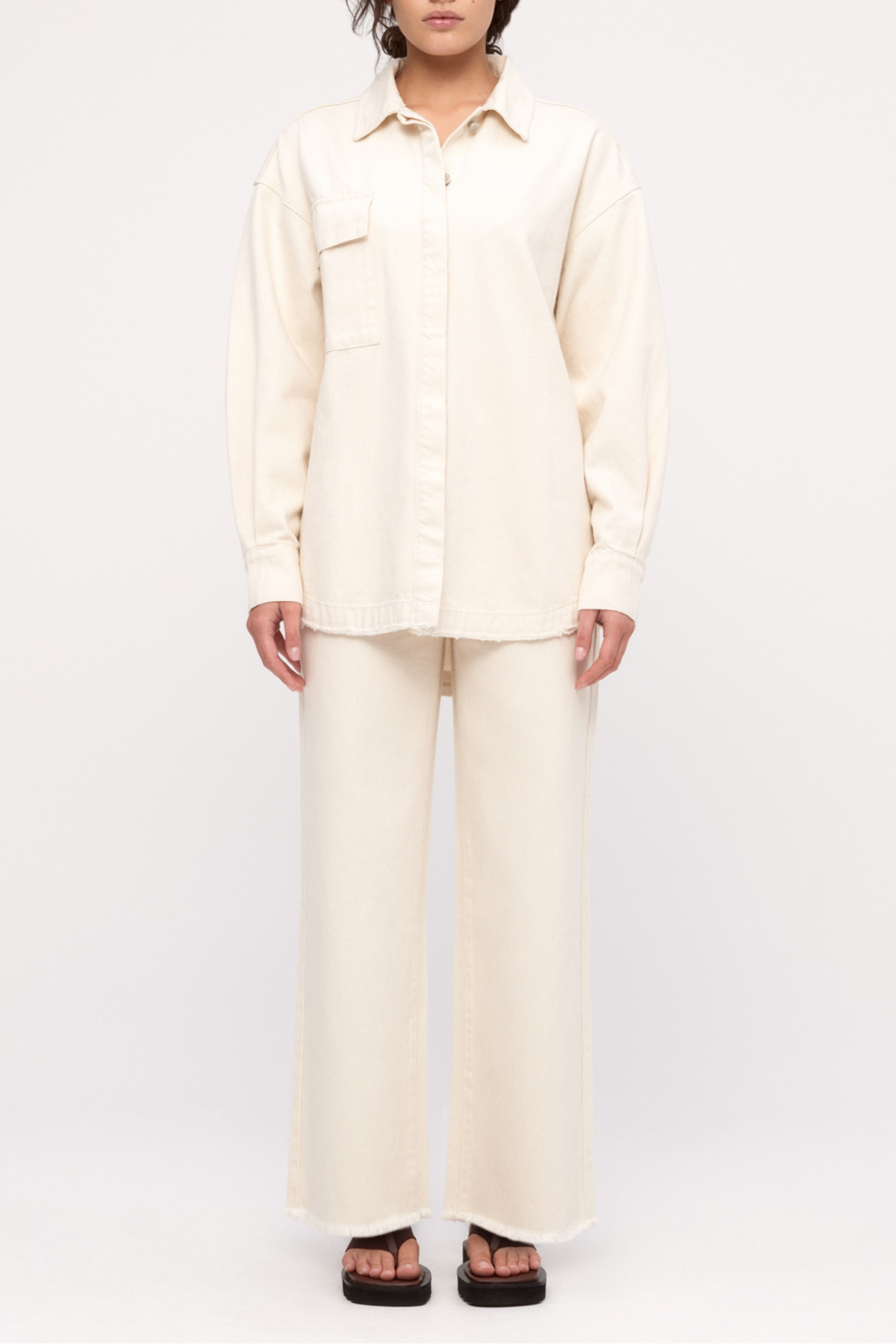 Organic Denim Shirt Jacket - Coconut