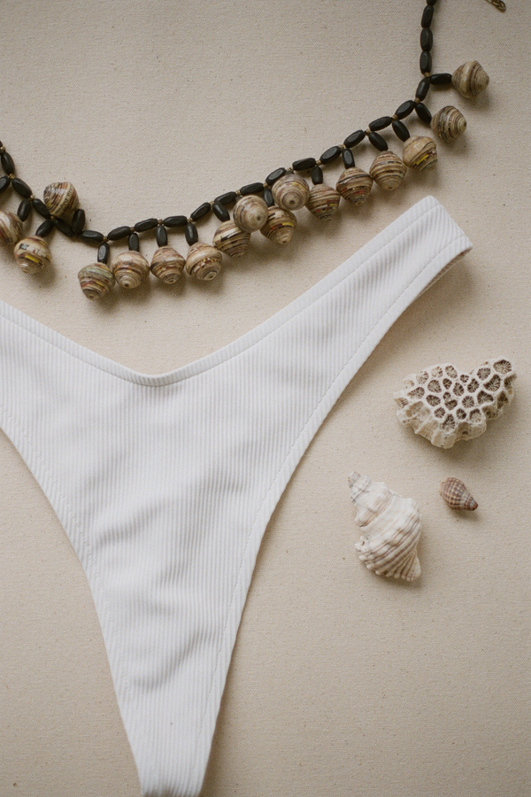 Signature Stripe Thong Brief - White