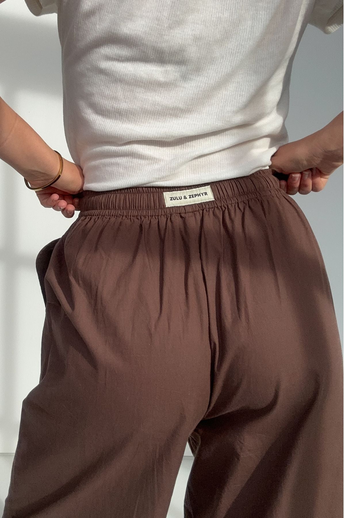 Cotton Poplin Pant - Brown