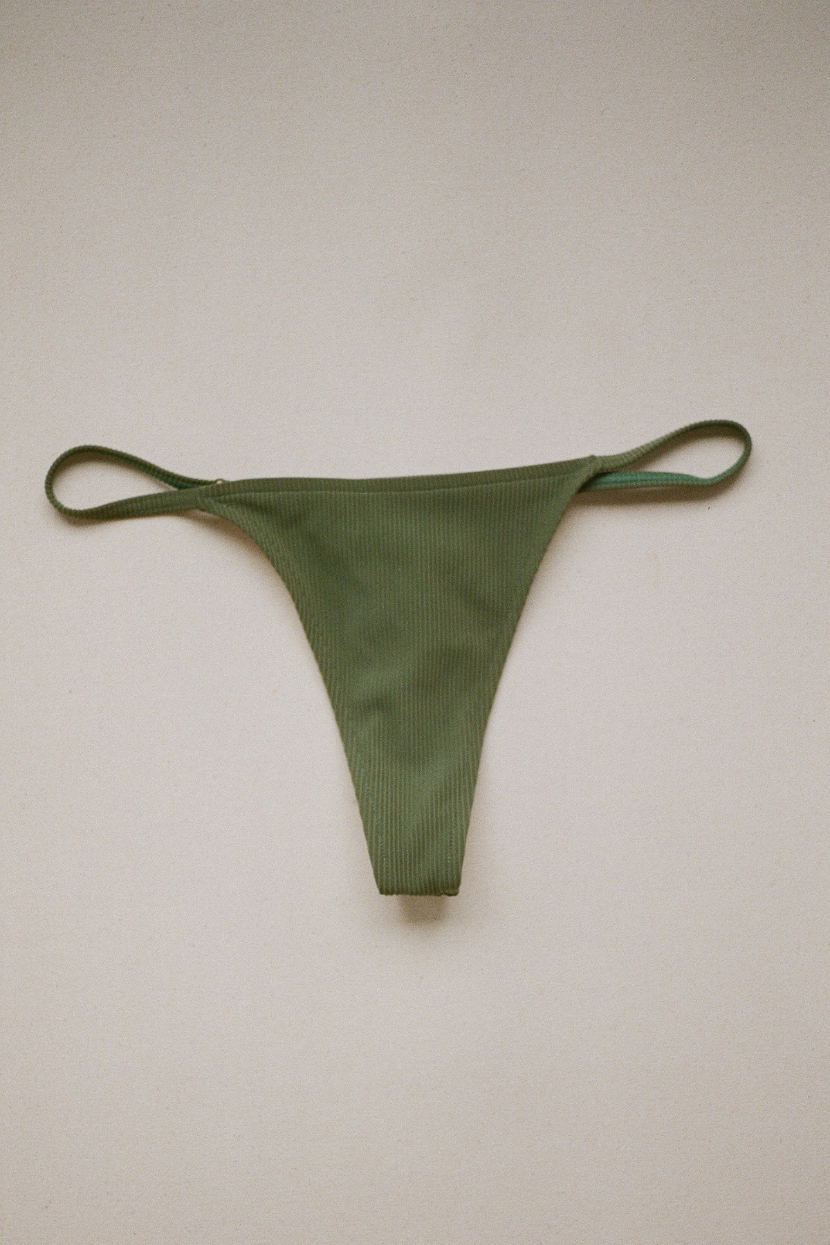Signature Stripe String Thong Brief - Tallow Green