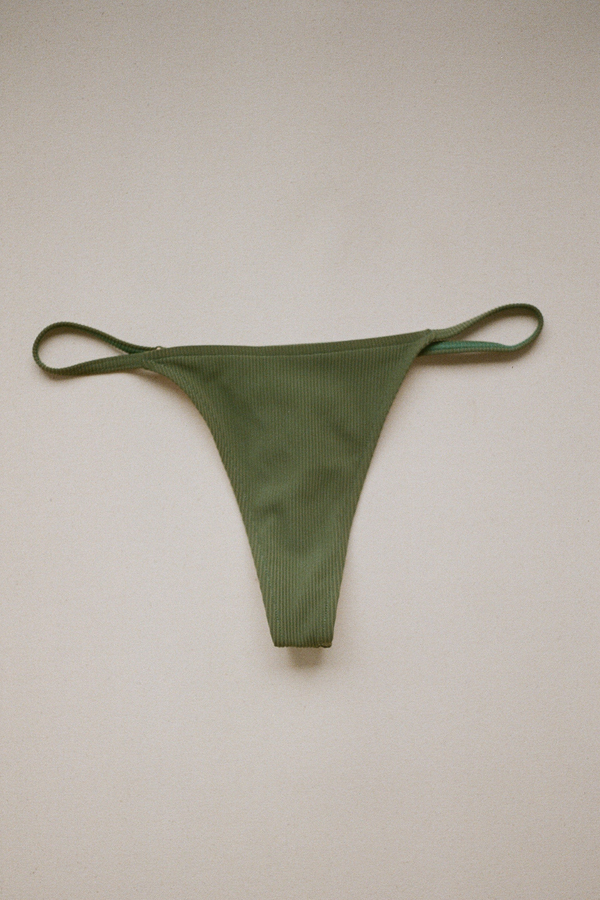 Signature Stripe String Thong Brief - Tallow Green