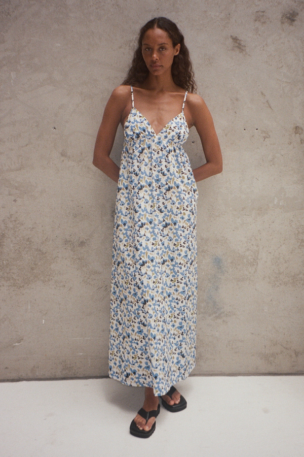Cotton Dress - Blue Floral
